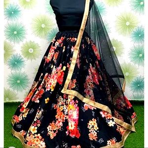 Bollywood Lengha Indian Designer Printed Lehenga With Unstitched Choli